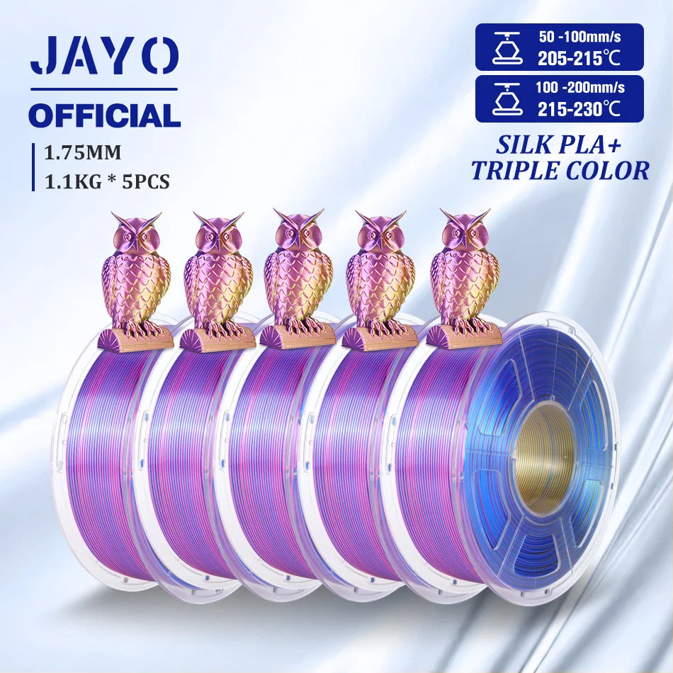 JAYO SILK PLA Filament 1.75mm Dual Colors 3D Printer Filament Coextrusion Silk Triple Color 3D Filament Shiny Multicolor Change