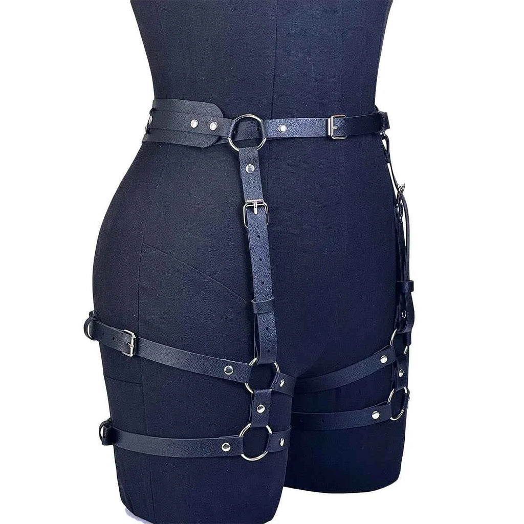 PU Leather Leg Harnesses for Women Gothic Punk Women's Leg Garter Harness Belt Adjustable PU Leather Waist Belt.