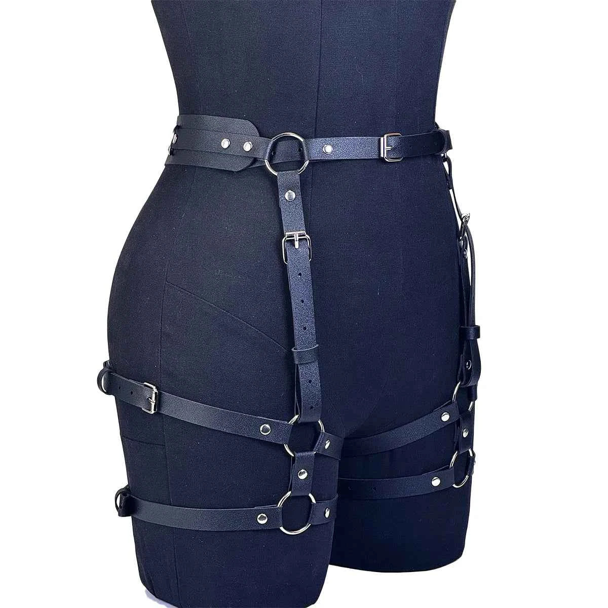 PU Leather Leg Harnesses for Women Gothic Punk Women's Leg Garter Harness Belt Adjustable PU Leather Waist Belt.