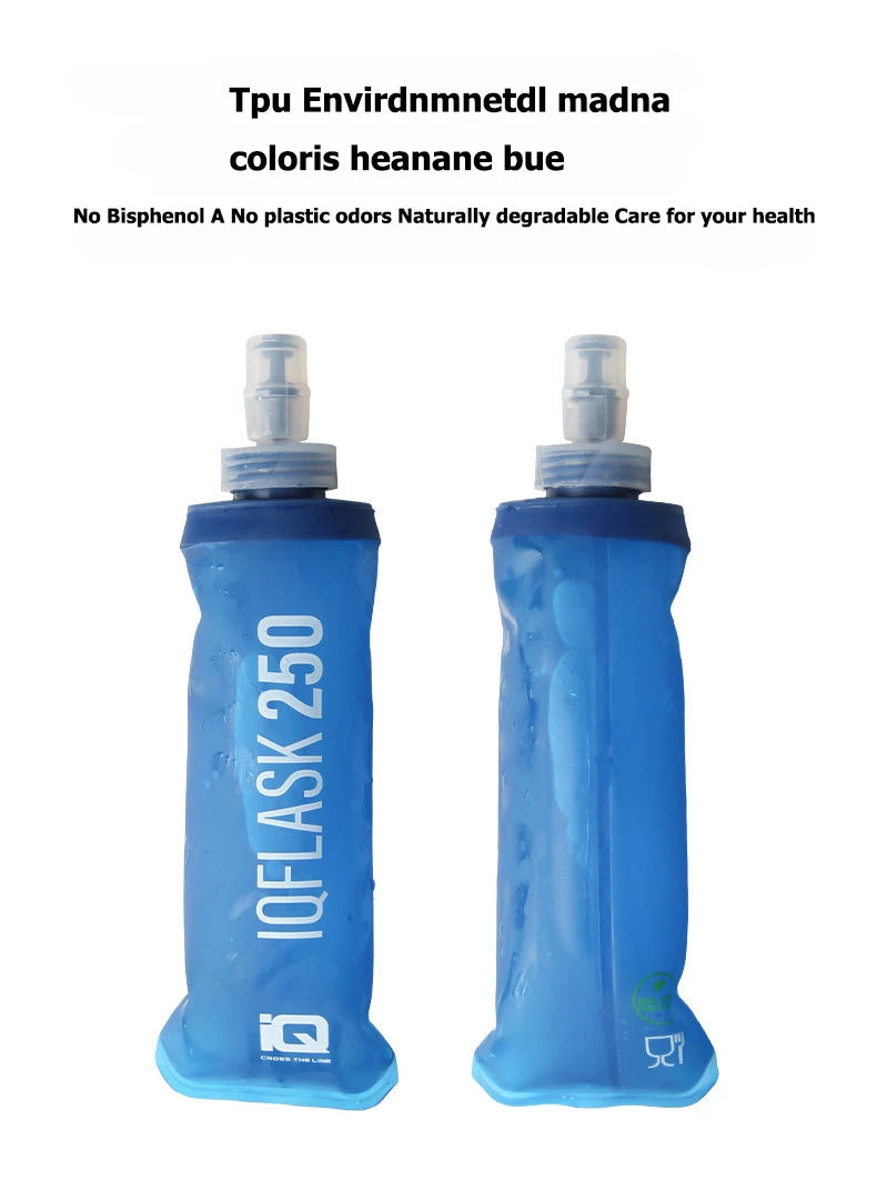 250ML/500ML Water Bottle Folding Soft Flask Sport Water Bottle Water Bag Collapsible Water Bottle Running Camping Hiking
