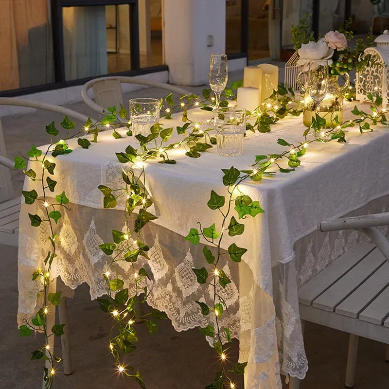 Green Leaf Fairy String Lights Artificial Vine Garland