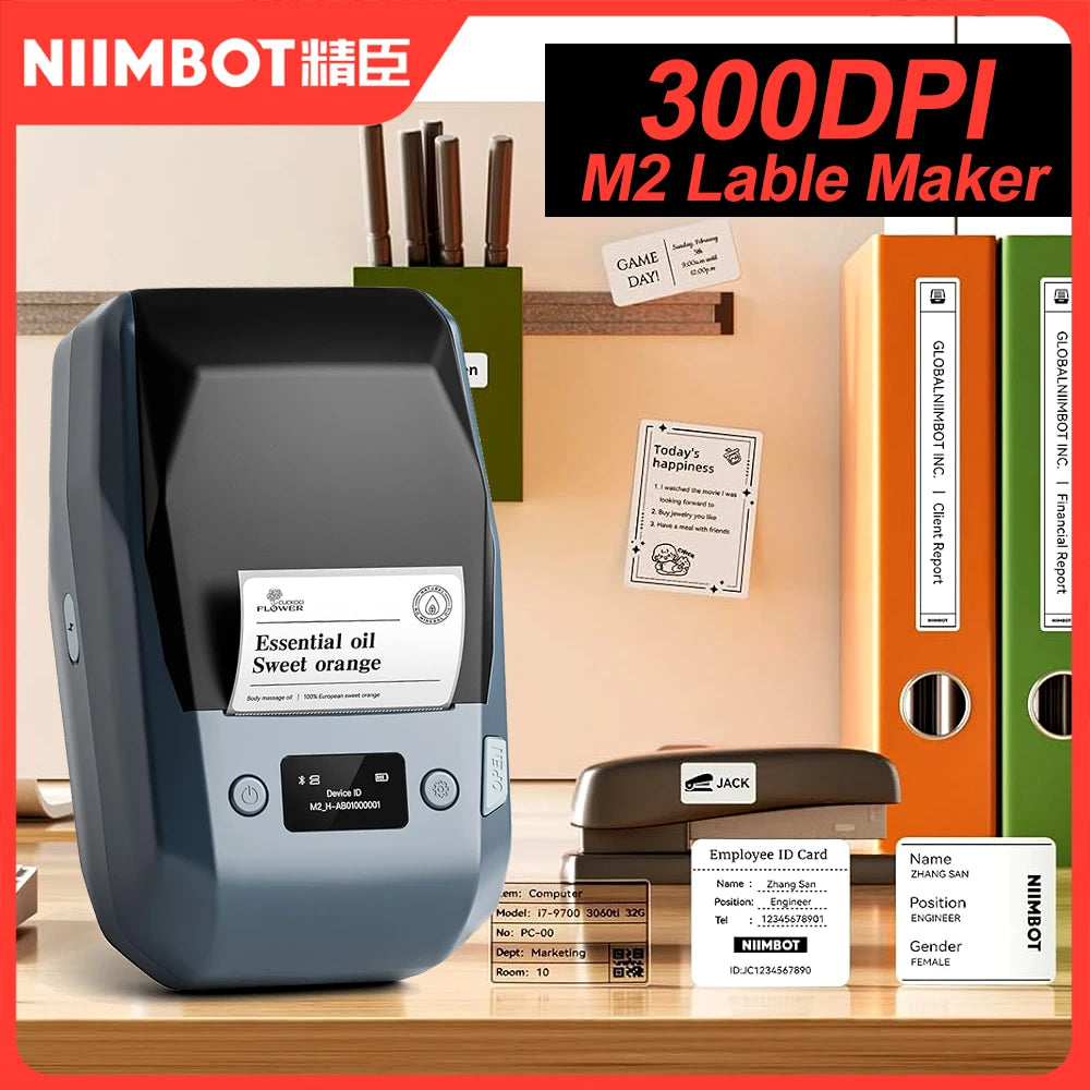 300DPI NIIMBOT M2 Portable Thermal Transfer Label Printer Bluetooth Multi-function Sticker Maker Machine for Office Clothes Tag
