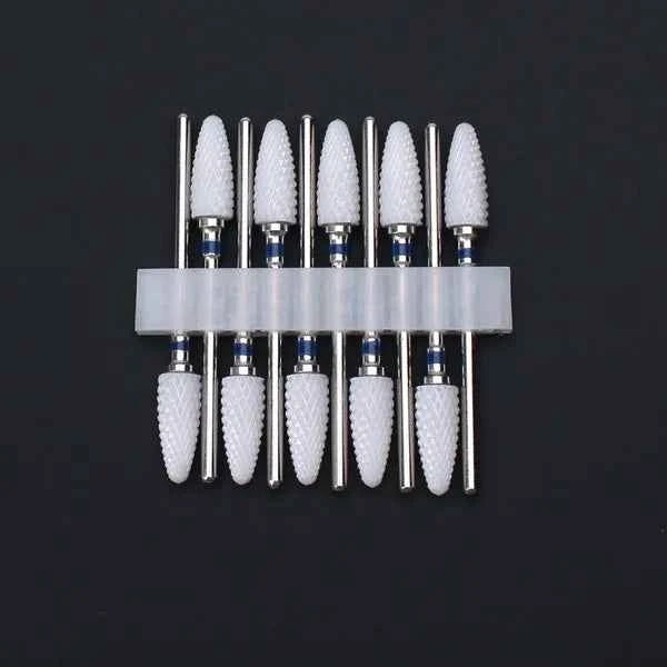 10pcs Ceramic Nail Drill Bits Set Milling Cutter for Electric Manicure Bit Flame Corn Files Pedicure Machine Polish Accesoires
