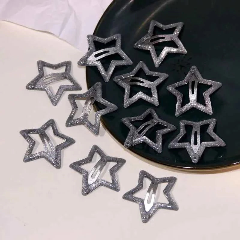 10/25/50/100pcs Y2K Silver Star Hair Clips High Quality Star Hair Clip Metal Clip Silver Pentagram Bb Clip Hair Accessory
