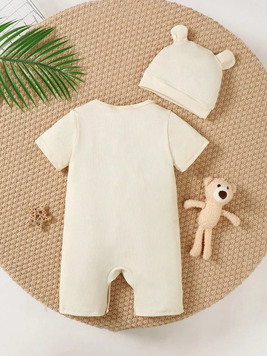 Newborn Baby Boy Jumpsuit Set Cute Little Bear Short sleeved Jumpsuit Shorts for 0-18 Month old Boys' Summer Crawling clothes