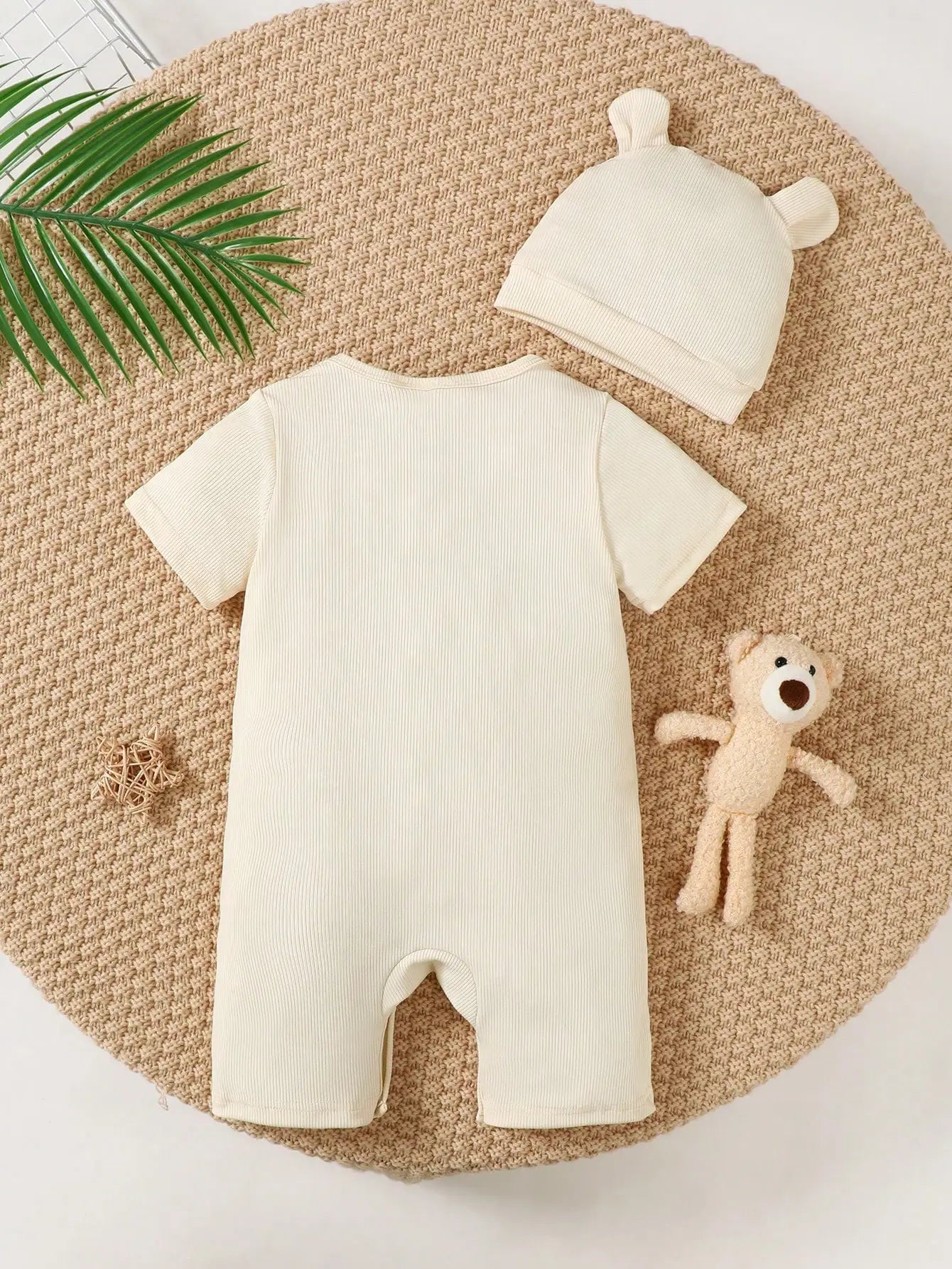 Newborn Baby Boy Jumpsuit Set Cute Little Bear Short sleeved Jumpsuit Shorts for 0-18 Month old Boys' Summer Crawling clothes
