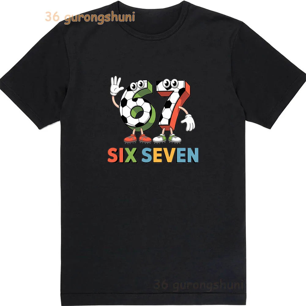 Children 67 print Clothes Kids black T Shirt For Boys Shirts baby T-shirts 6 7 summer Tops For Girl clothing boy Short Sleeve