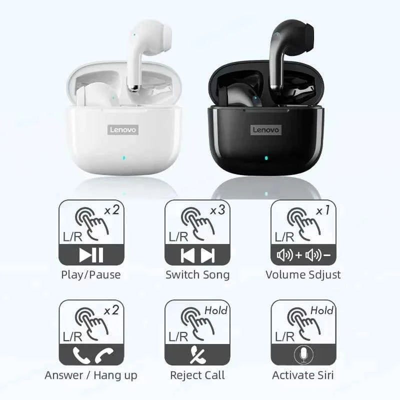 New Lenovo LP40 Pro Bluetooth V5.3 Earphones Punchy Bass Sound Headset Full Compatible Low Latency Game Sports Music Headphones