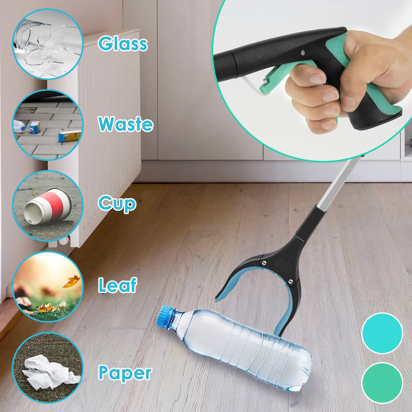 Foldable Gripper Extender Hand Tools Litter Reachers Picker Portable Collapsible Garbage Grabber Pick Up Tools with Non-Slip Jaw