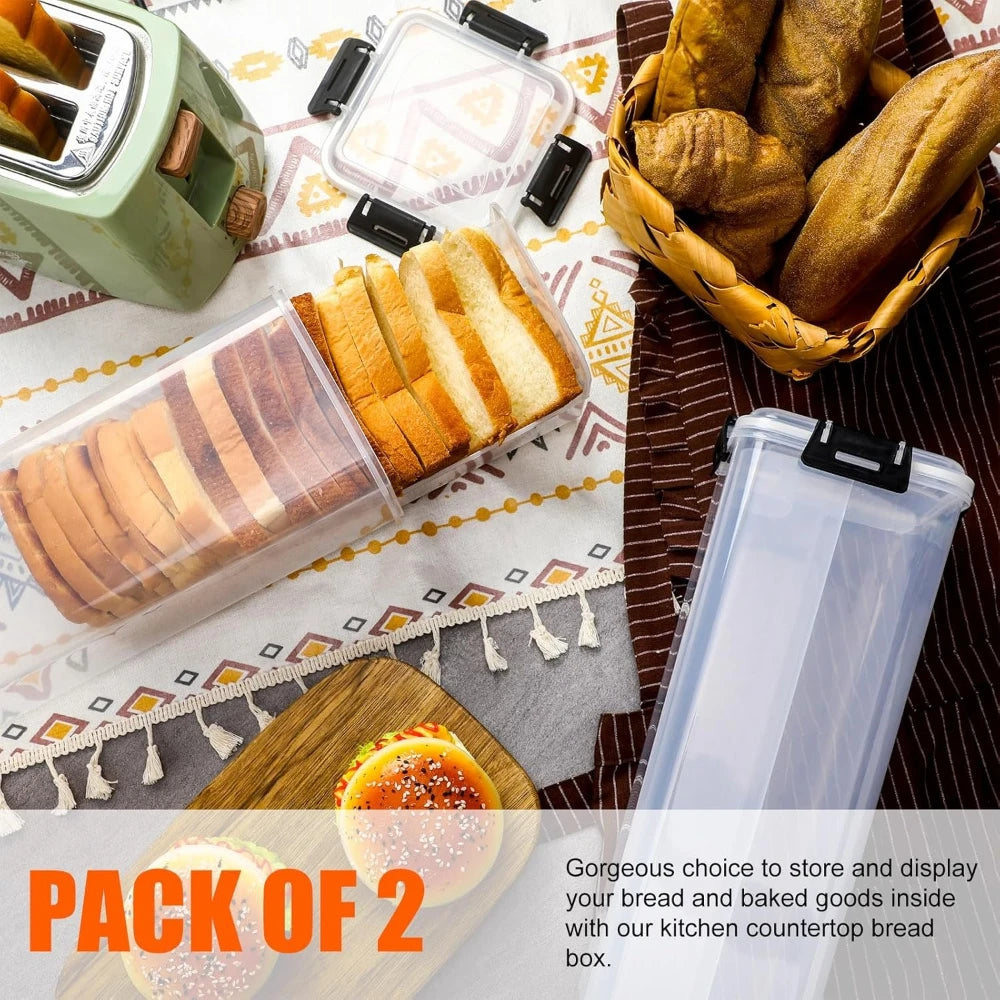 4 Liter Bread Storage Container, Plastic Bread Box with Sealing Lid, Bread Storage Box, Sandwich Bread Dispenser Bread Storage
