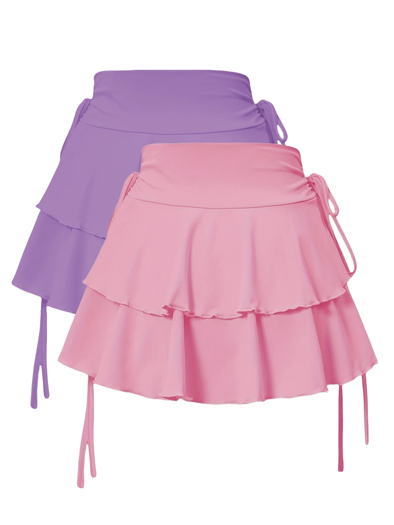 2025 New Solid Color Skirt Women Summer Fashion Outdoor Versatile High Waist Slim Fit Elastic Waist Sexy Mini Short Skirt 2Piece