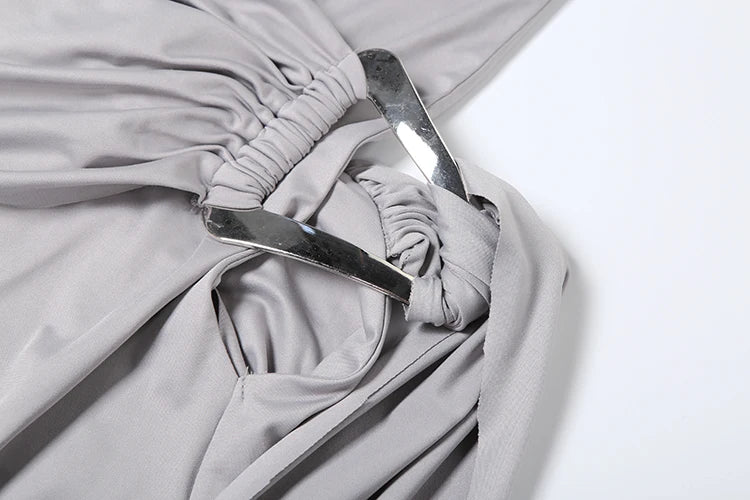 Kliou High Street Women Dresses Concise Incline Shoulder Ribbons Backless Sheath Maxi Vestidos Female Elegant Holiday Trend Robe