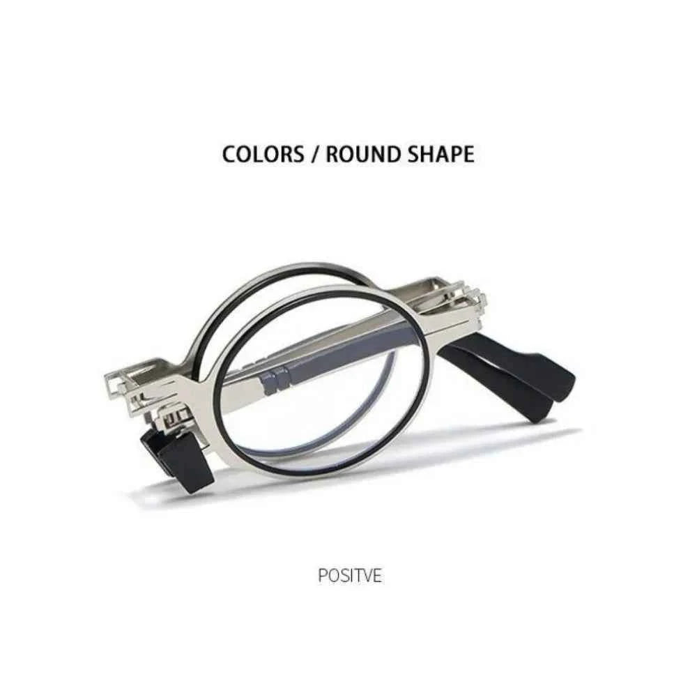 Retro Folding Reading Glasses for Men / Women Metal Frame Anti-blue Light Eyeglasses with Free Case