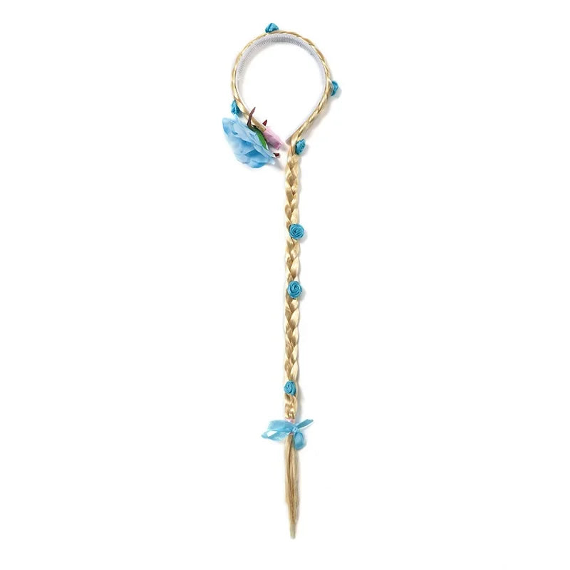 Girl Princess Costume Accessories Gloves Wand Crown Jewelry Set Princess Wig Braid Princess Dress Costume Cosplay Accessories