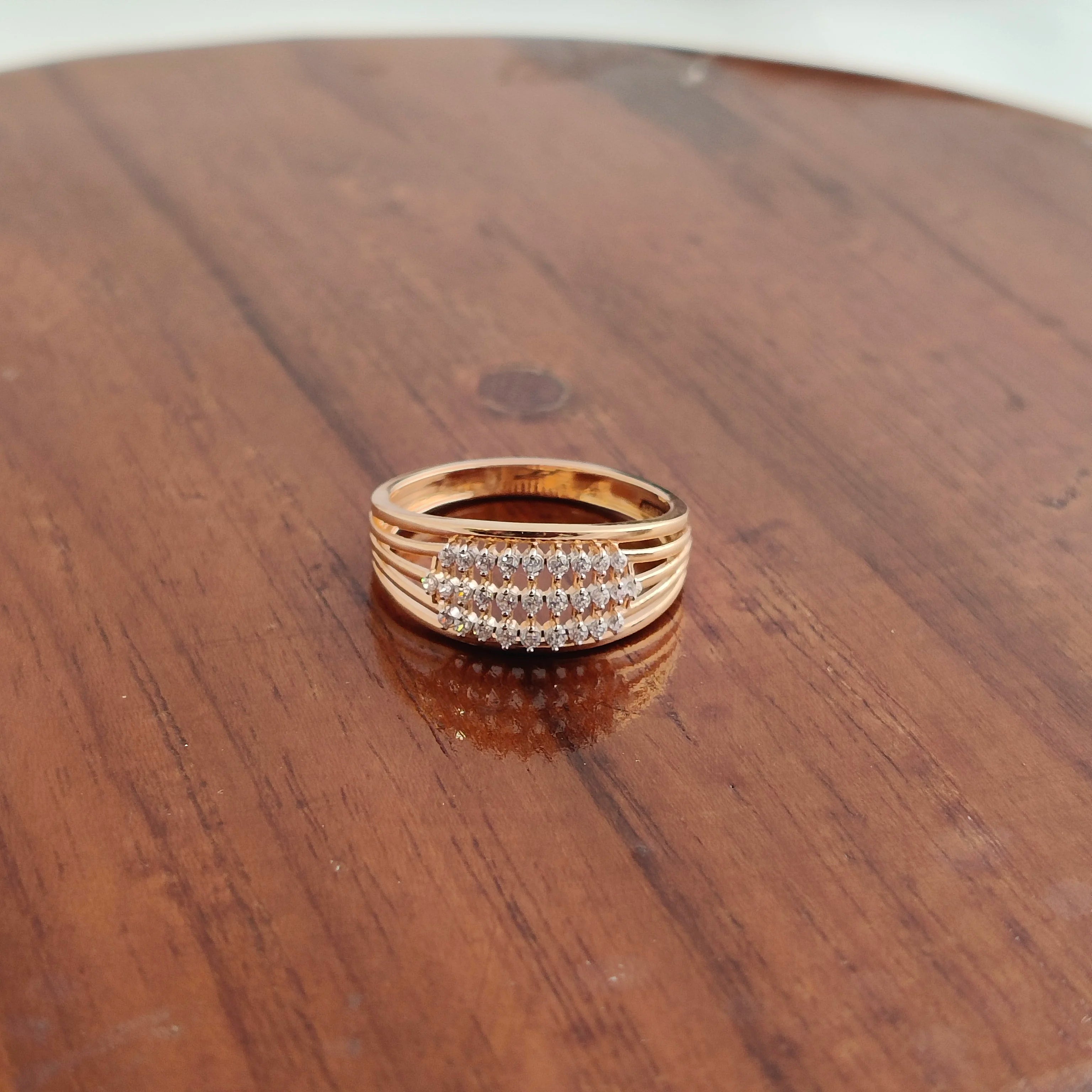Namivaa 18K Rose Gold Multi Row Band Ring Women Elegant Cluster Wide Fine Jewelry Daily Wear High Polish Finish