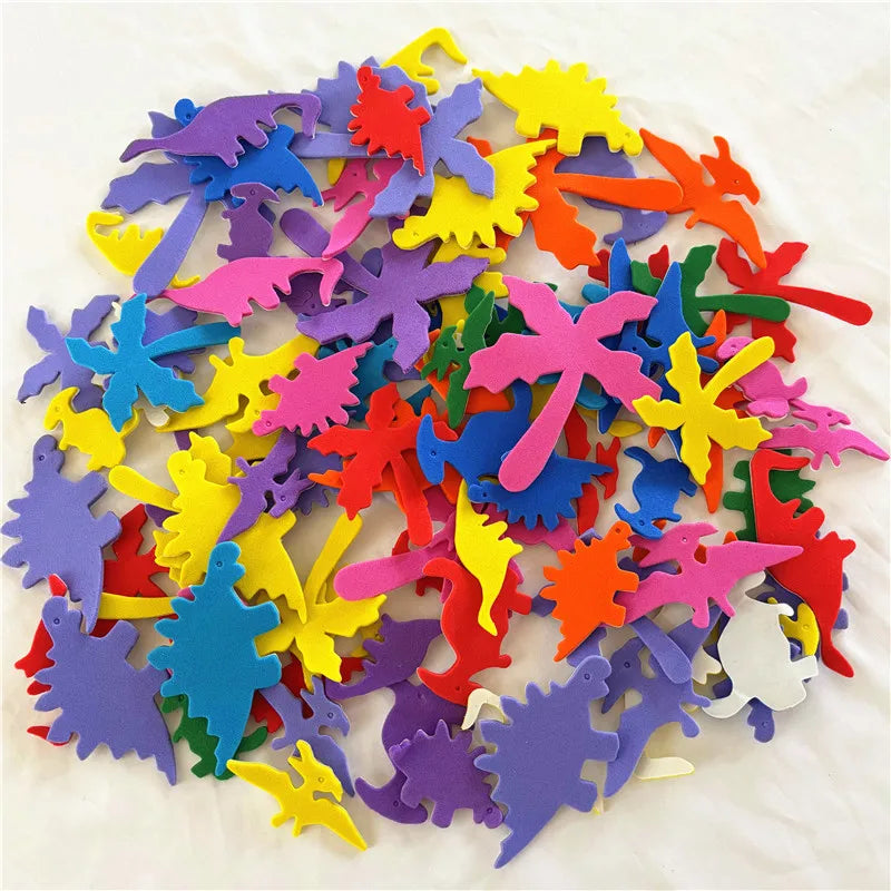 100PCS Glitter Foam Stickers Assorted Shapes Self-Adhesive Craft Stickers for Kids DIY Scrapbooking Card Making Classroom Decor