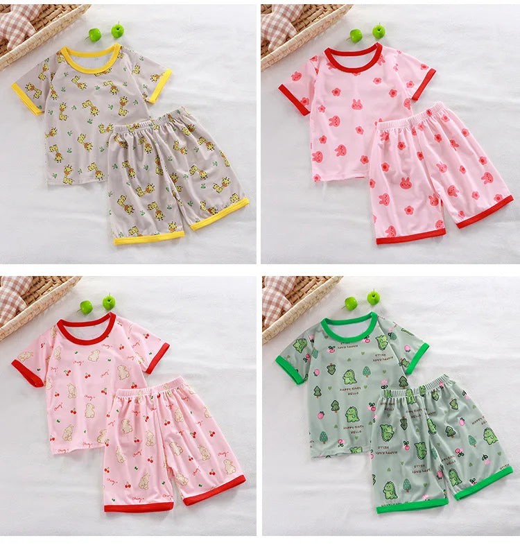 Baby Pajamas Sets Child Pajamas Toddler Short Sleeve Baby Nightwear Pyjamas Kids Cartoon Homewear Clothes