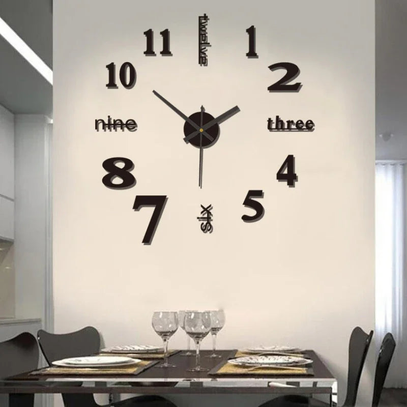 DIY Modern Design Large Wall Clock Fashion Decorative Living Room Wall Clock Home Decoration Clocks Decor Decoration for Bedroom