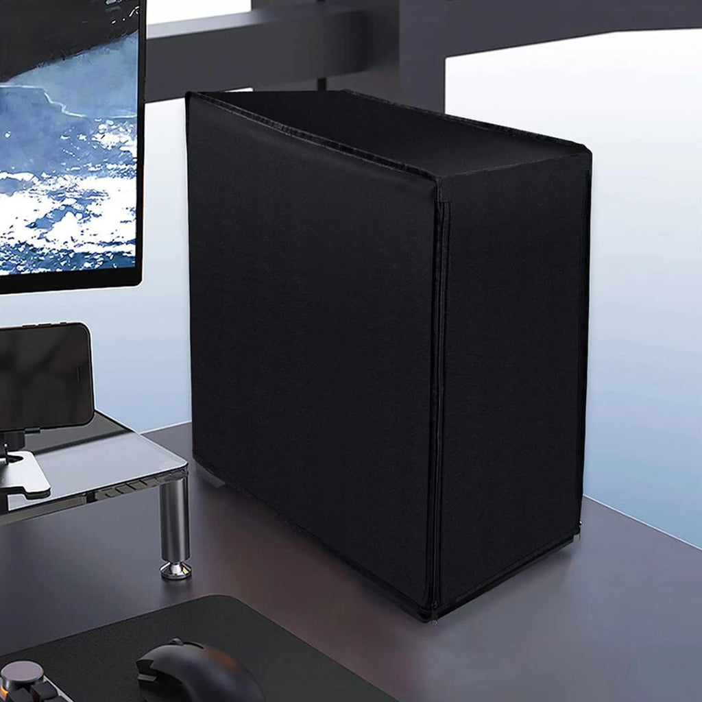 computer Dust Cover - Black Desktop Protector for Mid-Tower Computers, Durable & Stylish Computer Case Cover, Waterproof Cover