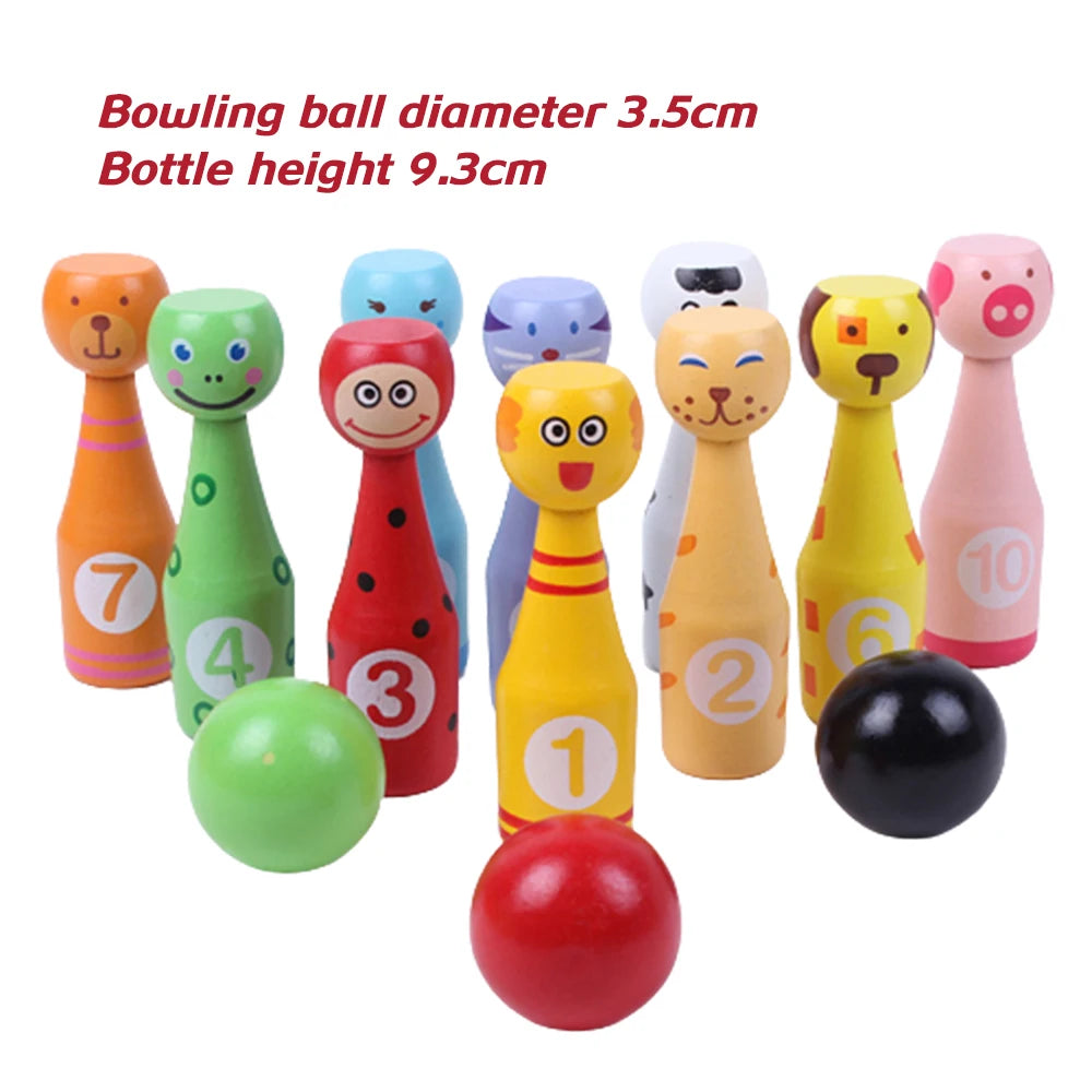 Kids Bowling Set With Cartoon Number Print Toddler Indoor Outdoor Activity Play