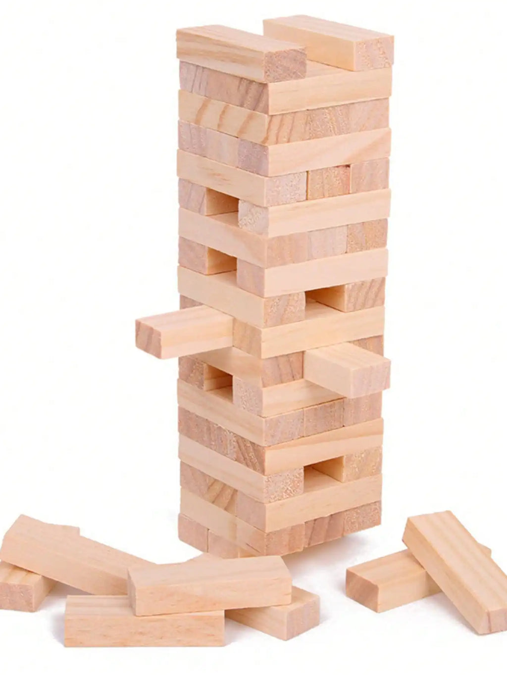 Classic Tower Game - 54 Pieces Wooden Stacking Blocks for Family Kids, Brain Teaser Balance Party Game, Educational Pullin