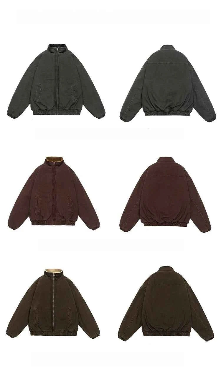 Japanese Vintage Polar Fleece Jacket Men Winter High Quality Thick Jacket Korean Streetwear Loose Couple Trendy Warm Coat Male