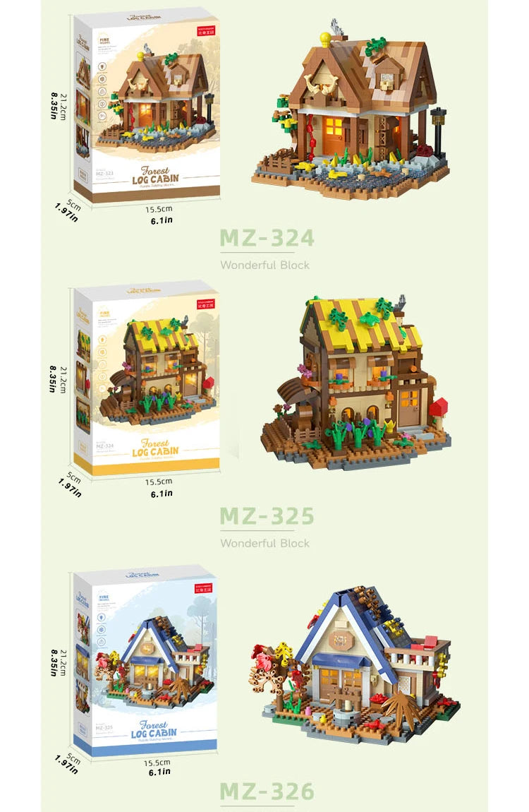 Creative street view building model building blocks forest tree house puzzle windmill tree house decoration toys