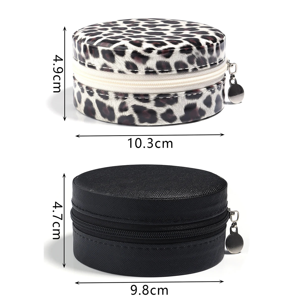 1 Pc PU Leather Jewelry Box Round Jewelry Organizer Case Multicolor Portable Necklace Earrings Rings Display Mini Storage Box
