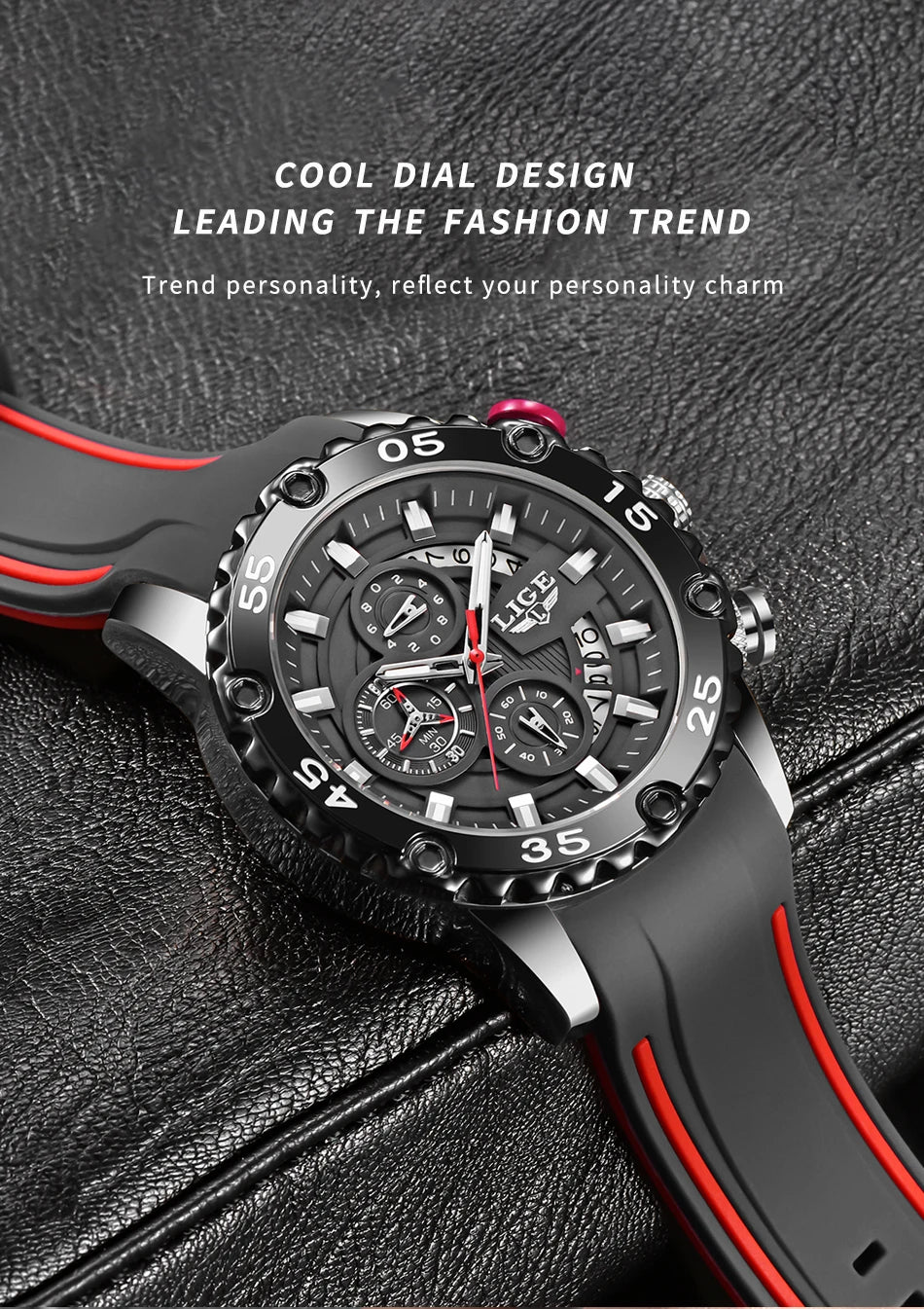 New Blue Watch LIGE Mens Watches Top Brand Luxury Big Dial Military Clock Quartz Watch Waterproof Sport Chronograph Erkek Saati