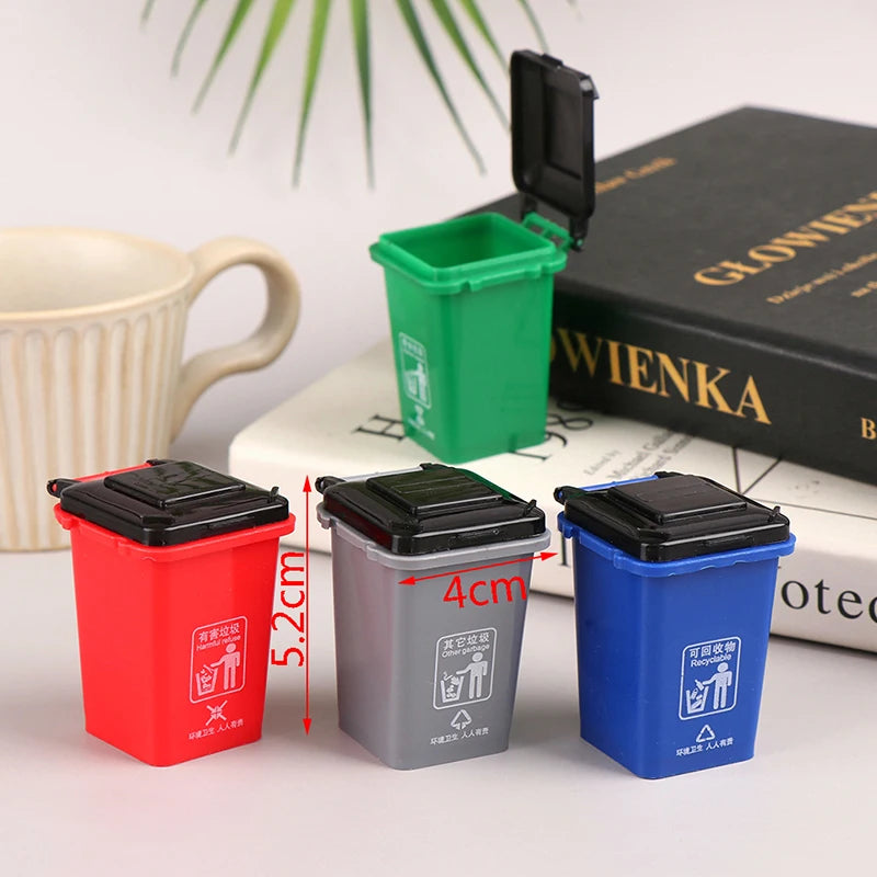 1:12 Dollhouse Furniture Toy Mini Trash Can Toy Garbage Truck Cans Curbside Vehicle Garbage Separation Bin Toys Kid Gift