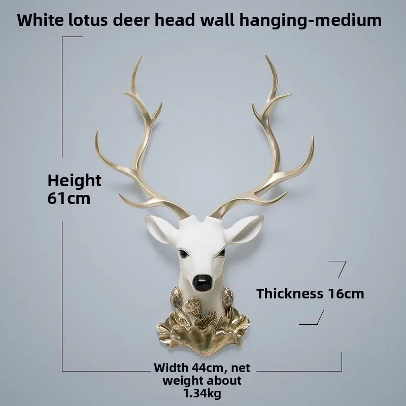 Resin decorative items, American-style living room TV background wall decorations, wealth-attracting deer head wall hangers
