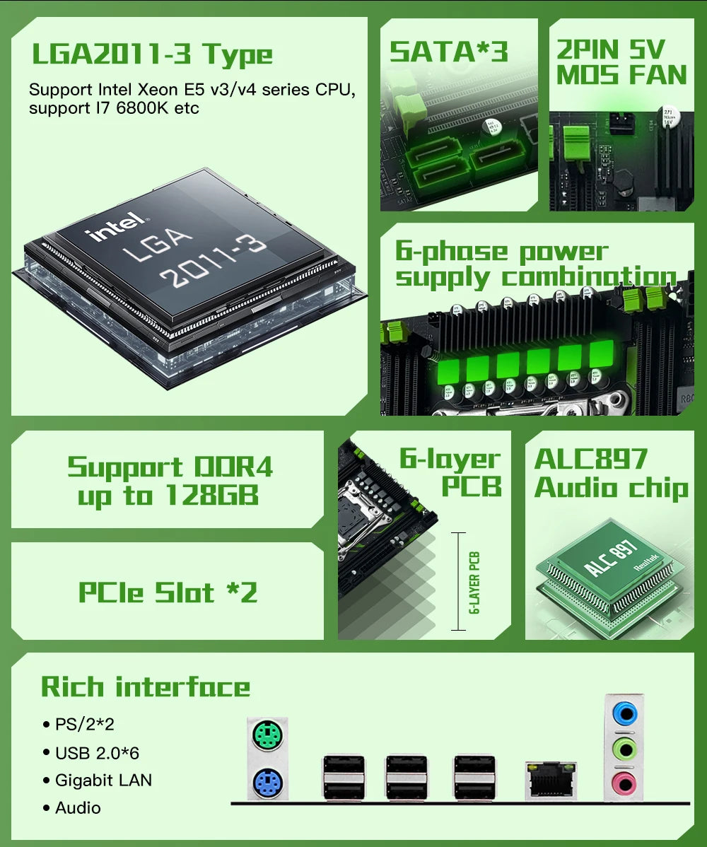 PR9-H MACHINIST X99 motherboard LGA 2011-3 Set combo optional  Xeon E5 2670 V3 CPU Processor 16G DDR4 ECC RAM Memory NAME M.2
