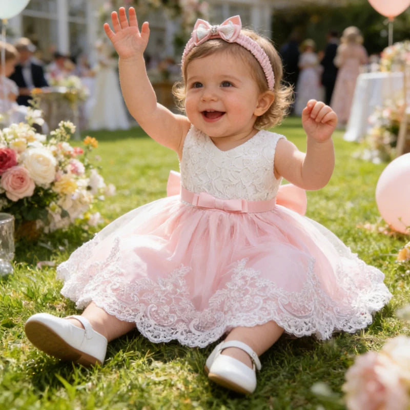 Newborn Baby Girls White Princess Christmas Dress Kids Dresses For Girls Baptism 1st Birthday Wedding Bridesmaid Infant Vestidos