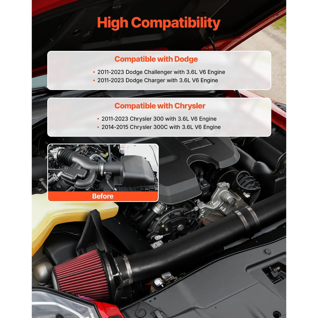 3.5 Inch Cold Air Intake System Heat Shield Compatible 2011-2023 for Charger/Challenger 3.6L V6 Engine D0100X3W74X D01027RTI88