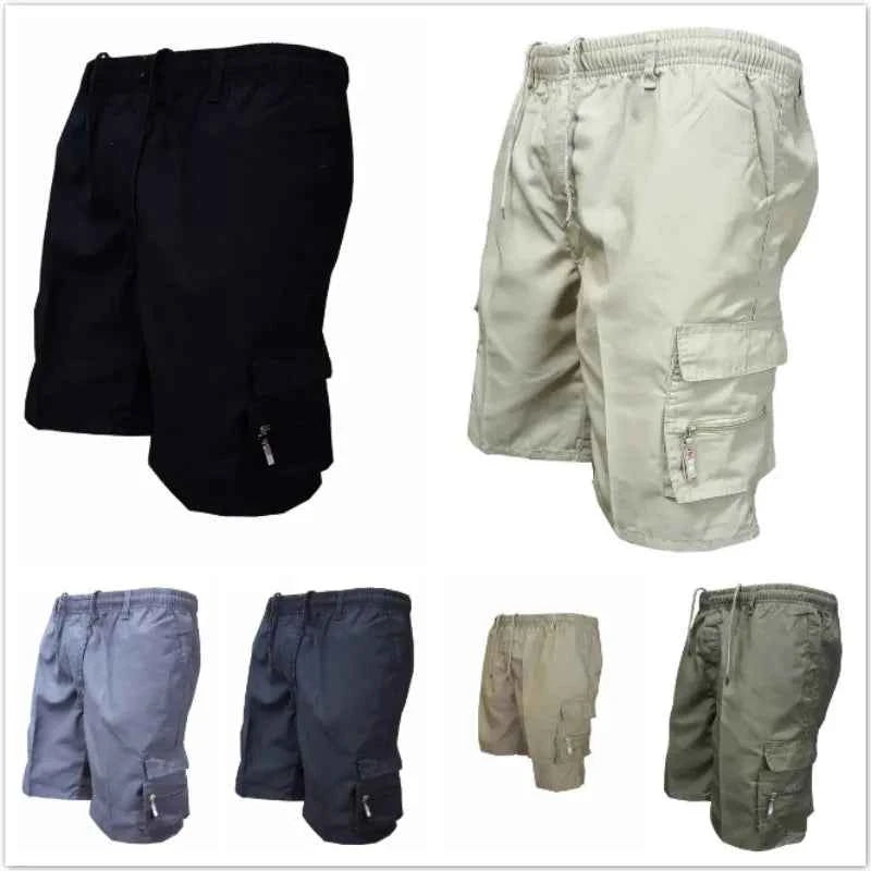 2025 Men's Tactical Shorts Summer Casual Jogging Cargo Shorts Loose Multi-pockets Elastic Waist Work Hiking Overalls Short Pants