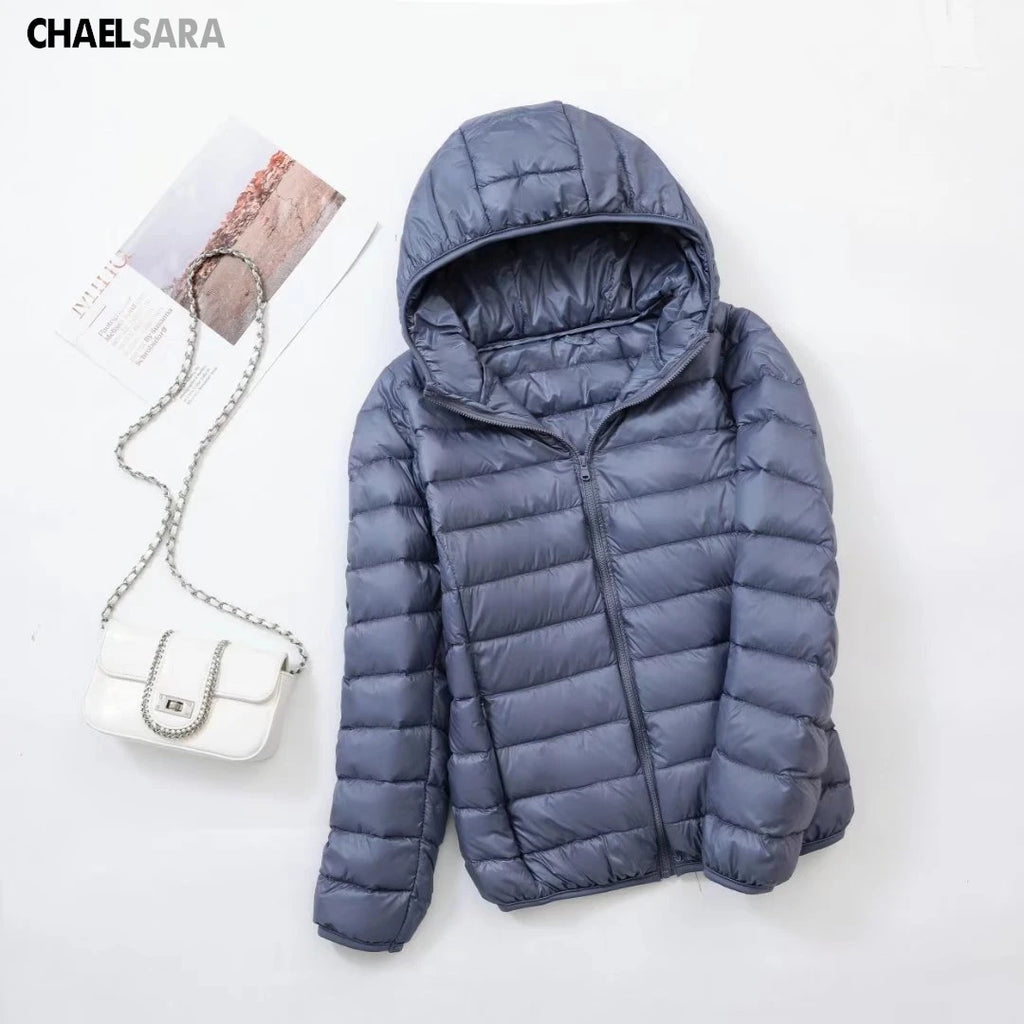 Ultra Light White Duck Down Jacket for Women, Warm Coat for Lady, Female Hooded Parka, Plus Size, 7XL, Autumn and Winter 2024