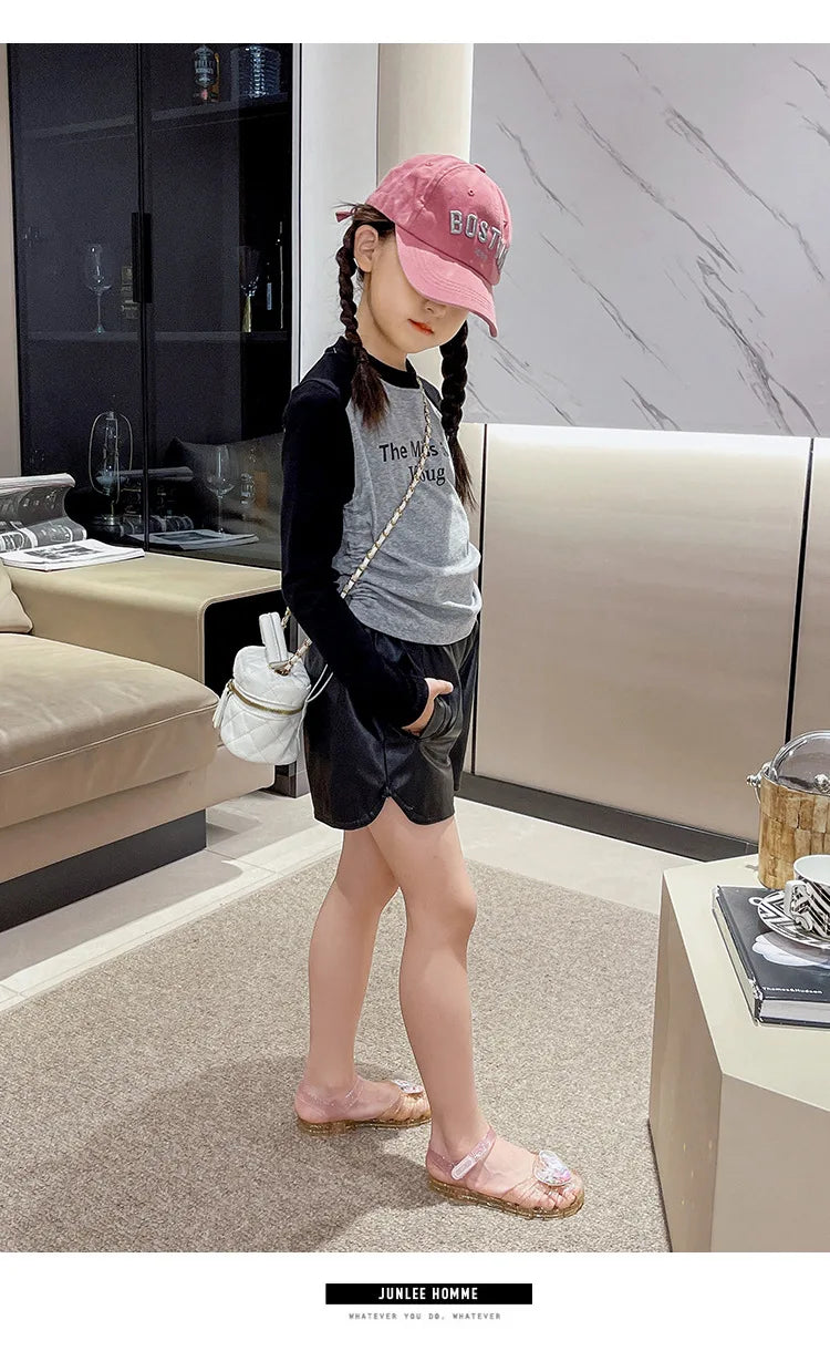 2026Kids' Sandals Ourdoor Crystal Jelly Shoes PVC Love Baby Fashion Flat For Girls Breathable Anti-slip Purple Sliver Size 24-35