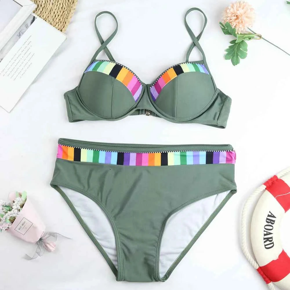 CPUTAN Vintage Bikini Set Push Up Biquini 2024 Two Piece Swimwear Women's Swimsuit Plus Size Brazilian Bathing Suit Beachwear