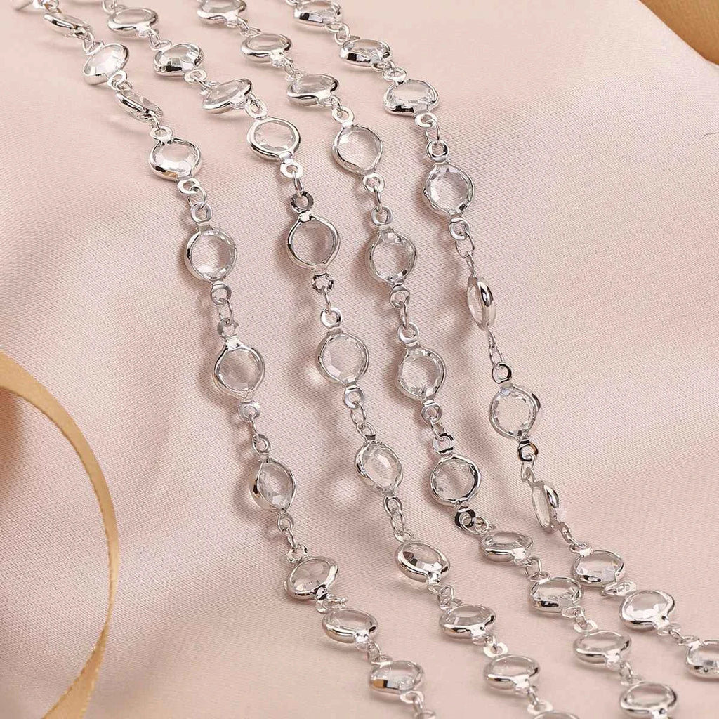1 Meter/lot Irregular Stone Beads Copper Chain with 4MM Pearls Beads Links for DIY Jewelry Necklace Bracelet Pendant Accessories