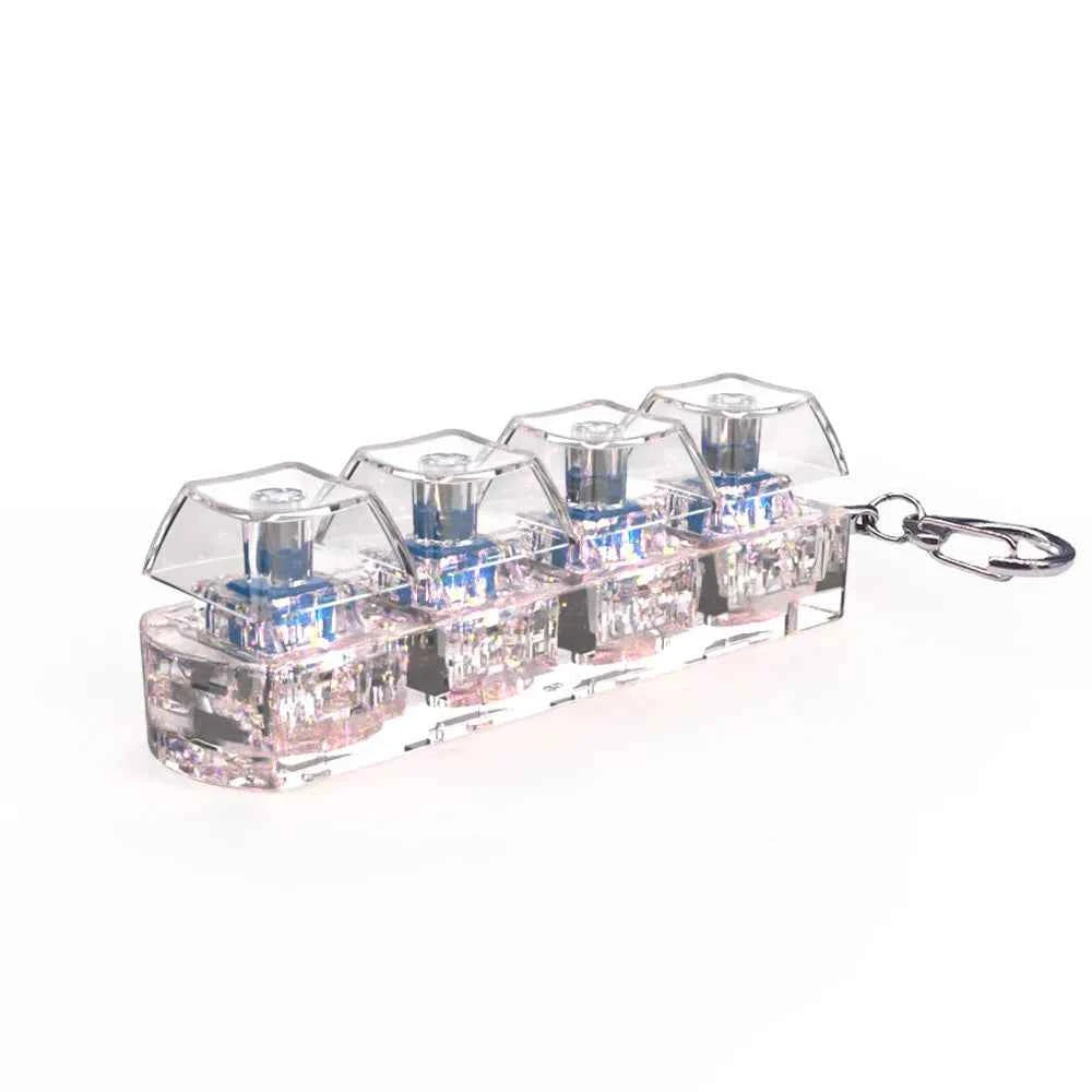 LED Keyboard Key Chain Fidget Toy for Adults Fidget Clicker Decompression Keychains Stress Relief Gadget Interesting Pendant