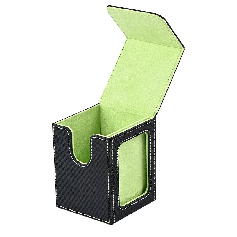 Card Deck Box,Card Storage Box holds 100+ Single Sleeved Cards, PU Leather Magnetic Closure for Magic cards TCG cards