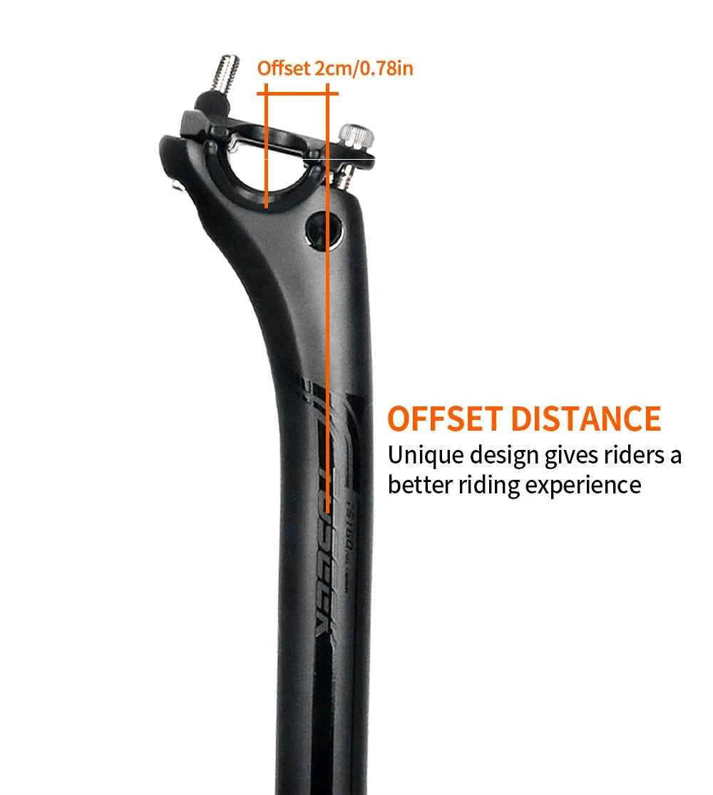 TOSEEK Carbon Seatpost 27.2 31.6mm Length 400mm Matte Black MTB Road Bike Seat Post Seat Tube Bicycle Parts MTB Carbon Canoe