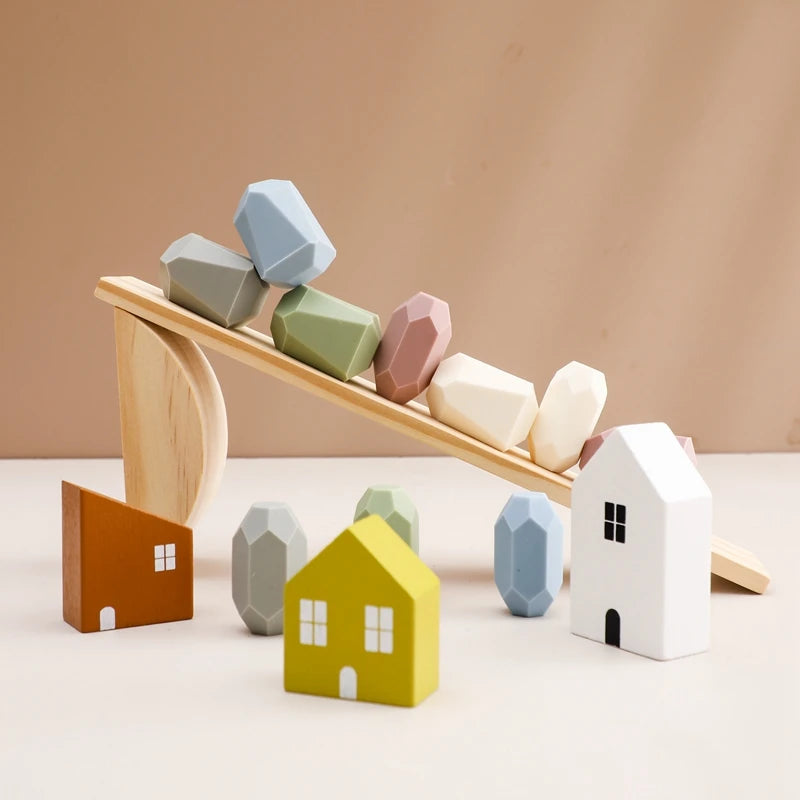 Baby Threading Toy Outer Space Wooden Seesaw Toy Blocks Board Games Montessori Hands-on Ability Educational Children Blocks Gift
