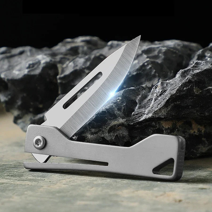 Titanium alloy outdoor utility knife mini folding knife portable pocket knife for express delivery box opening tool