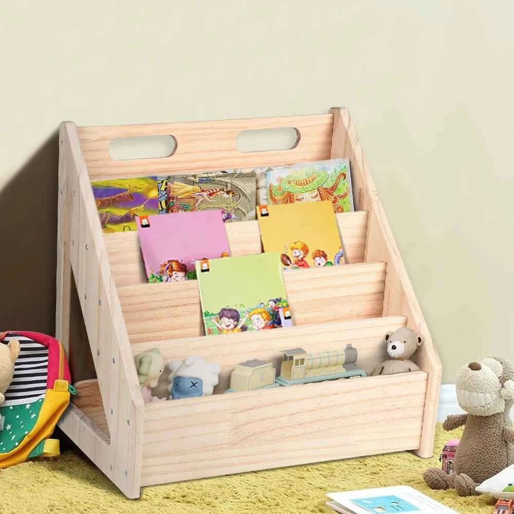 Bookshelf for Toddlers 1-5 Years, Forward-Facing Bookshelf with Handle & Anti-Tip Device, Bookshelf for Kindergarten/Schoolroom