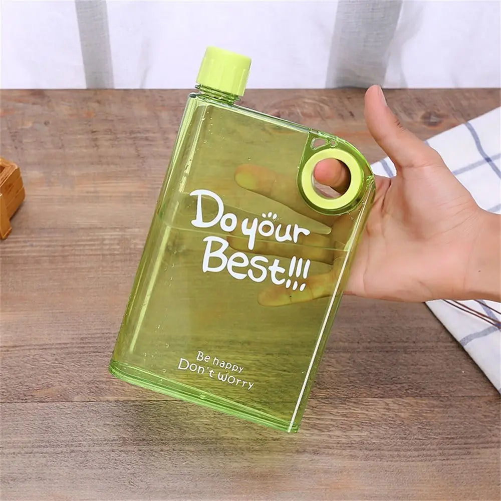380ml Transparent Flat Water Bottle Plastic Travel Bicycle Drinking Juice Cup Reusable Portable Bottle BPA-free Sports Kettle