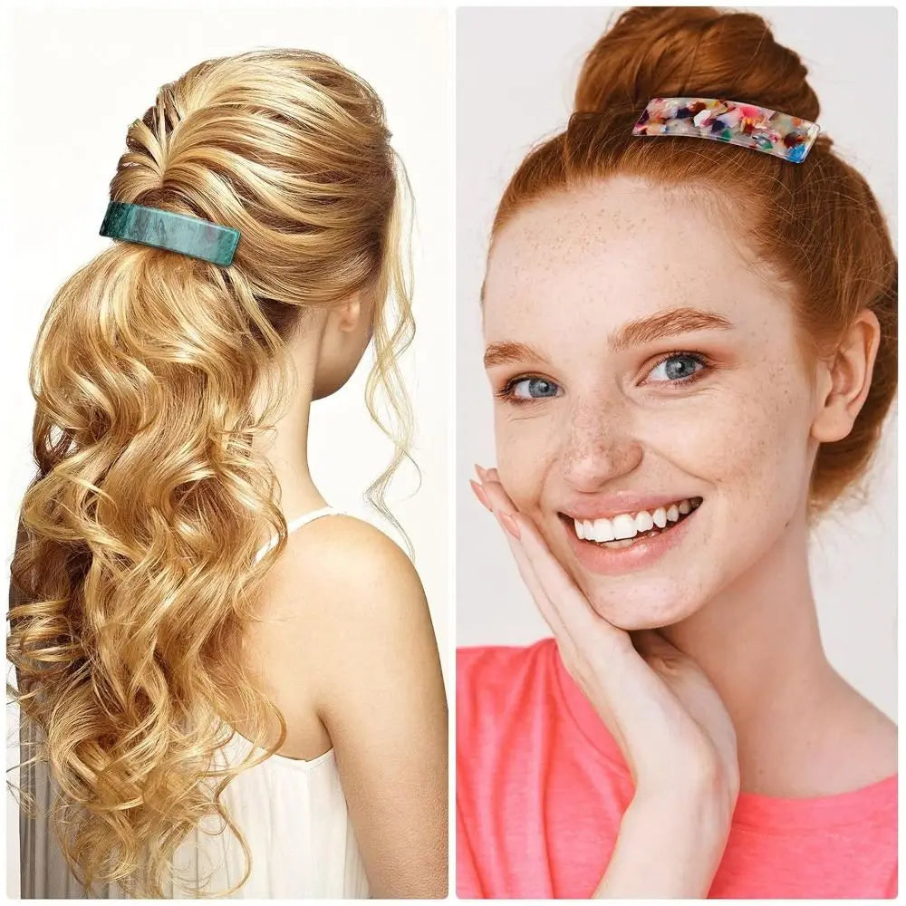 Acetate Acrylic French Hair Barrettes Automatic Curved Rectangle Styling Resin Spring Hairpin Hair Accessories