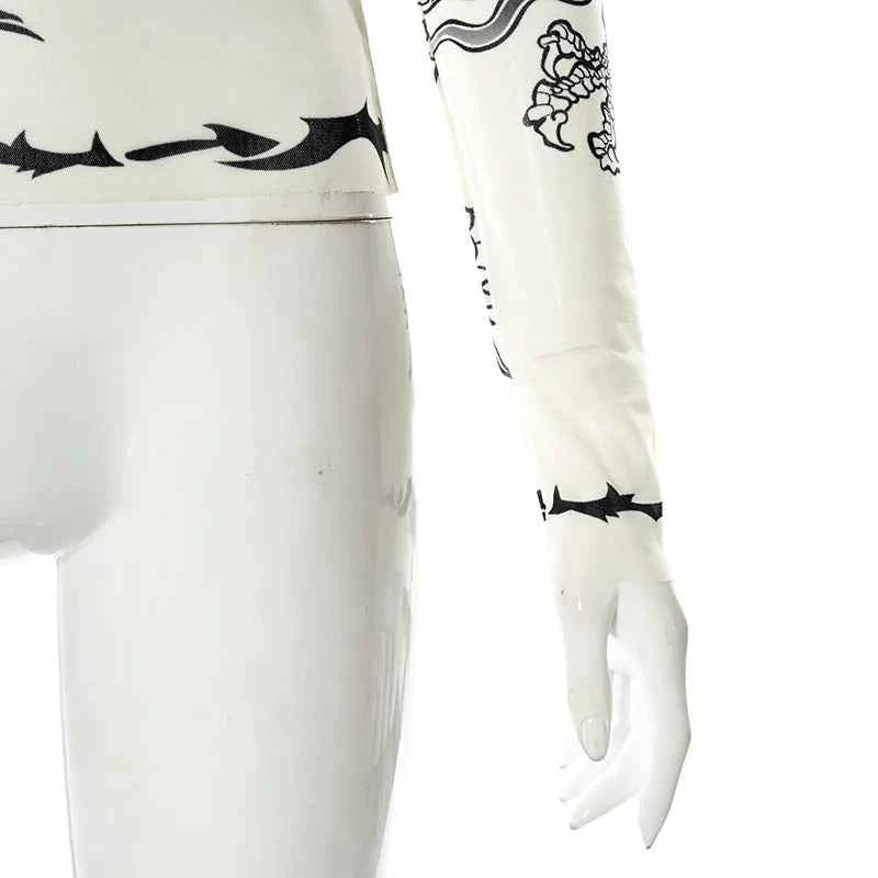 Y2k Aesthetic Punk Clothes Graphic Tees Women Gothic Fashion Full Sleeve Woman Tshirts See Through Streetwear Egirl Tops T Shirt
