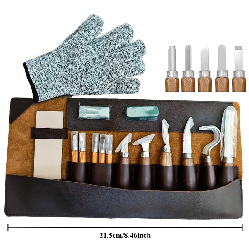 Wood Carving Tools Professional 15PCS Wood Carving Tools Hand Carving Knife Set Multifunctional Carpentry Wood Tools