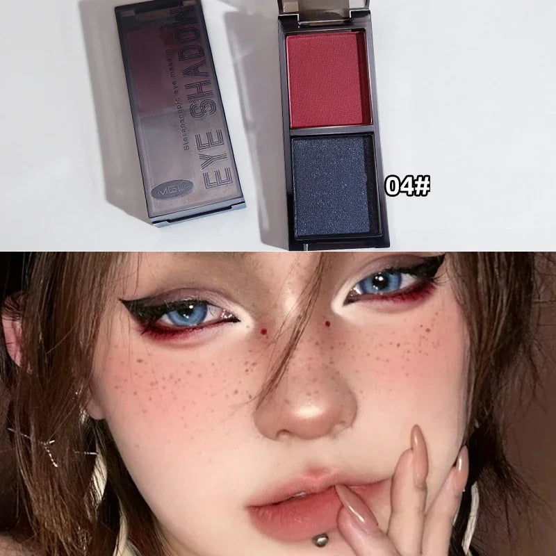 Two-color Black Red Eyeshadow Palette Multifunctional Makeup Palette Silky Matte Blood Red Eyeliner Silkworm Lower Shadow Makeup